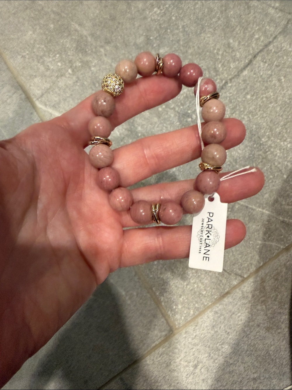 Park Lane Blush Pink Bead Bracelet with Gold Accents Stretchy